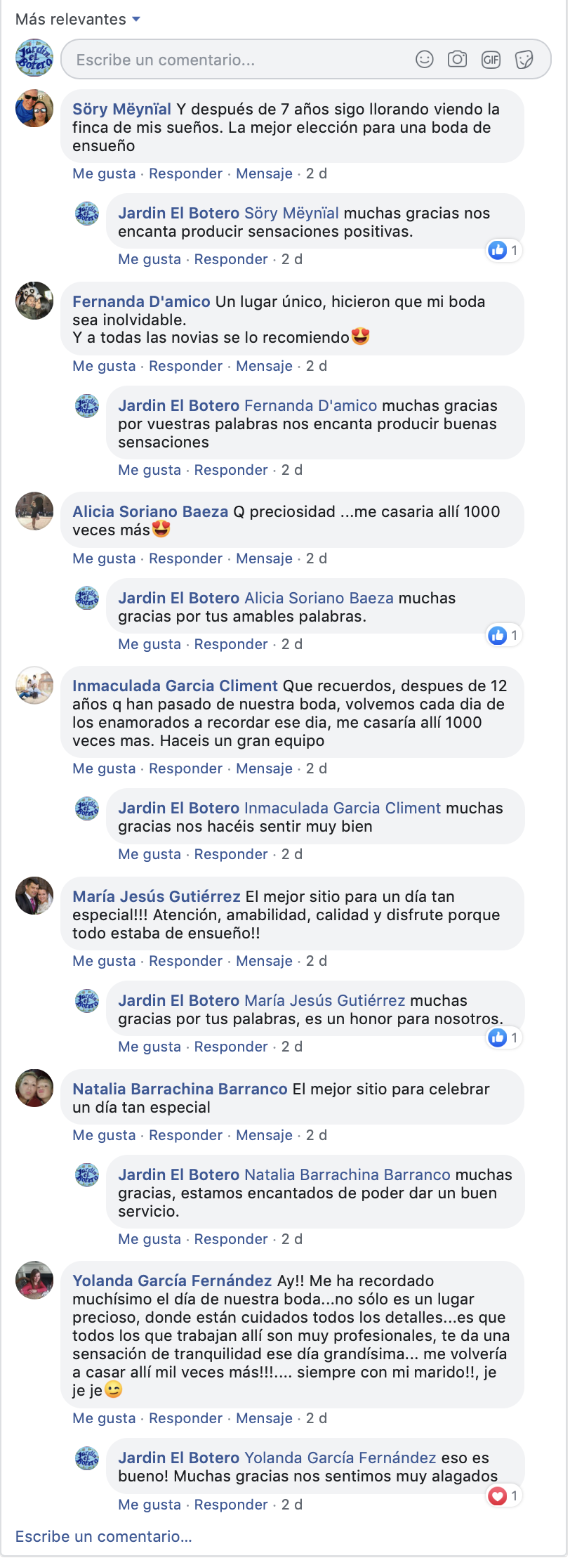 Comentarios Facebook jardin el Botero